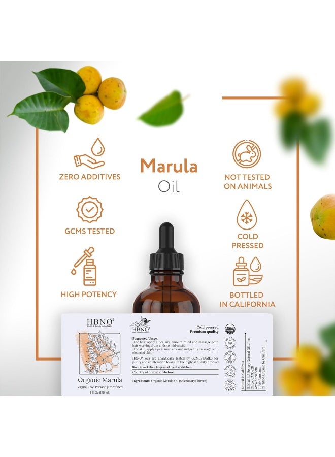HBNO Organic Marula Oil - Huge 4 oz (120ml) Value Size - USDA Certified Organic Marula Seed Oil, Cold Pressed for Face, Body, Lips, Shampoo & Conditioner - Image 3
